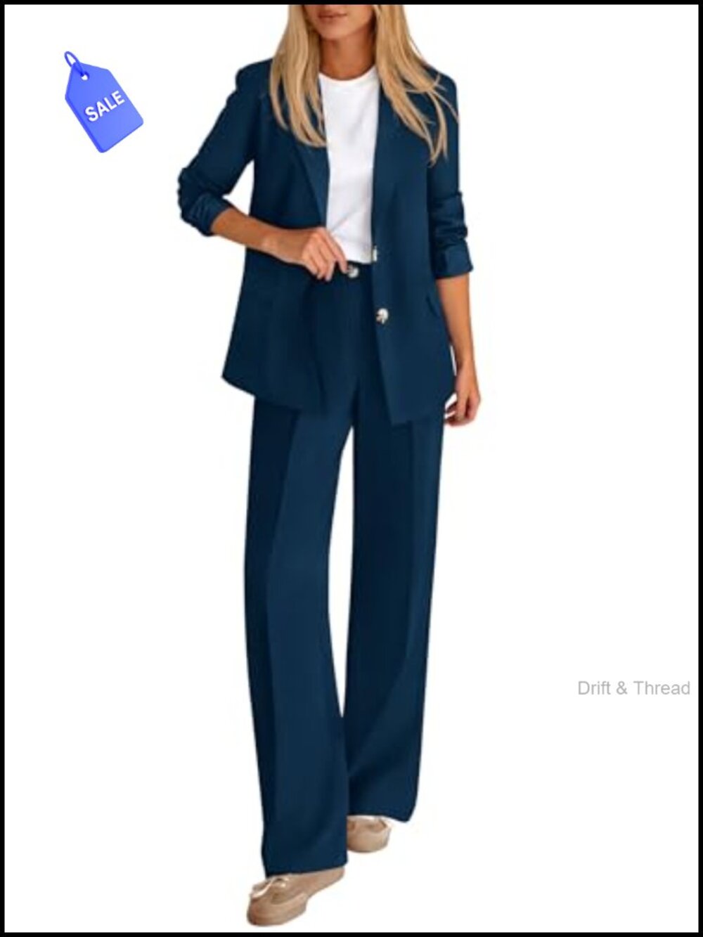KIRUNDO 2 Piece Suit Set Blazer & Wide Leg Pants Business Casual